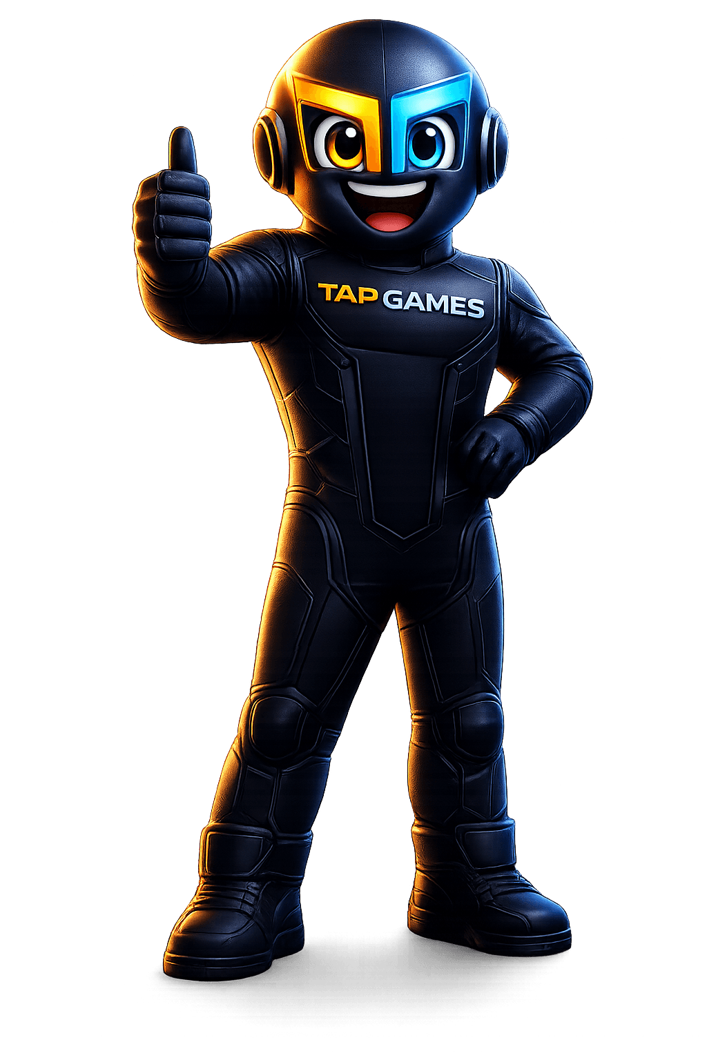 TAP GAMES mascot giving a thumbs up